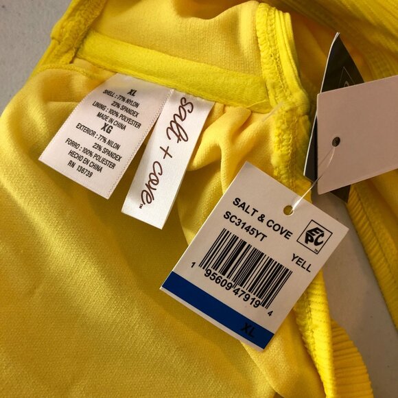 Salt & Cove Yellow Ribbed Bralette Bikini Swim Top XL - Picture 4 of 5